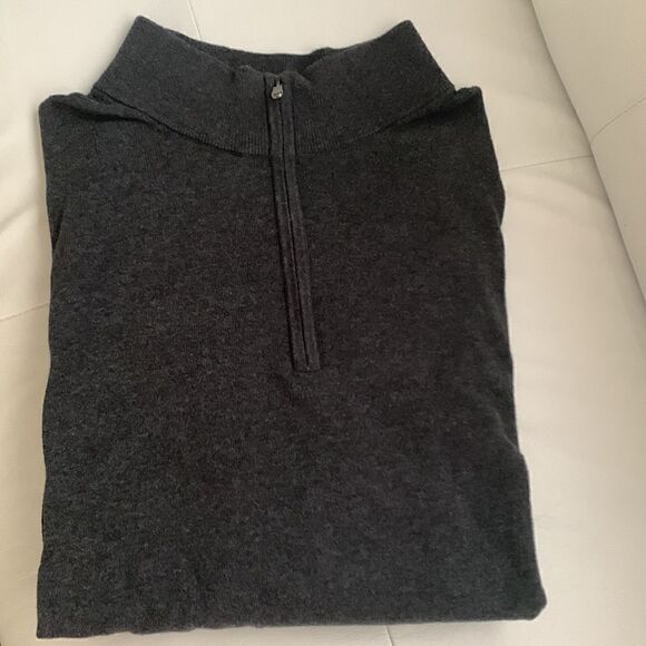 HB Cotton Gray 1/4 Zip Front Mock Neck Sweater Pullover Size 2XL - Picture 9 of 9